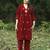 Red velvet hand embroidered kurta set