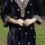 Navy blue velvet embroidered kurta set