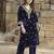 Navy blue velvet embroidered kurta set with dupatta