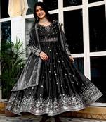 Black Thread & Sequins Work Gown Set