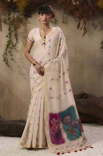Multicolour munga cotton handloom weaving saree