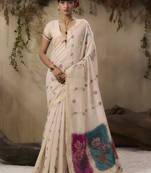 Multicolour munga cotton handloom weaving saree