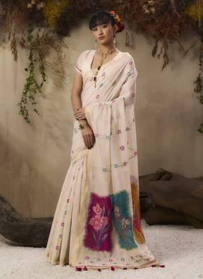 Multicolour munga cotton handloom weaving saree 2