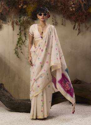 Multicolour munga cotton handloom weaving saree 3