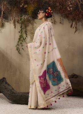 Multicolour munga cotton handloom weaving saree 4