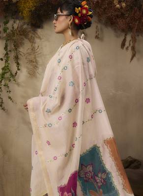 Multicolour munga cotton handloom weaving saree 5