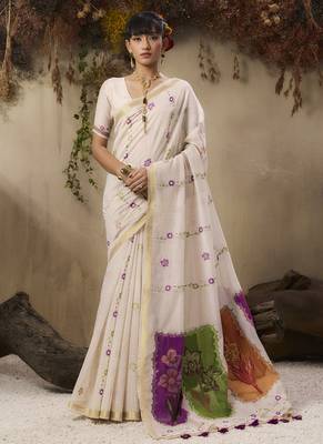 Multicolour munga cotton handloom weaving saree 1