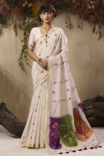 Multicolour munga cotton handloom weaving saree