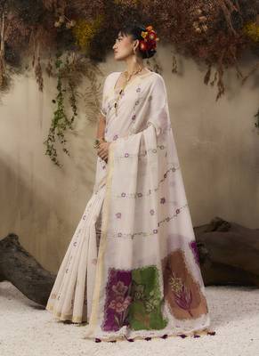 Multicolour munga cotton handloom weaving saree 2