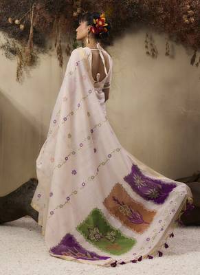 Multicolour munga cotton handloom weaving saree 3