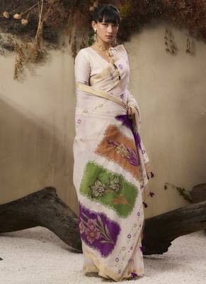 Multicolour munga cotton handloom weaving saree 4