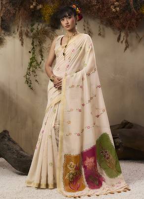 Multicolour munga cotton handloom weaving saree 1