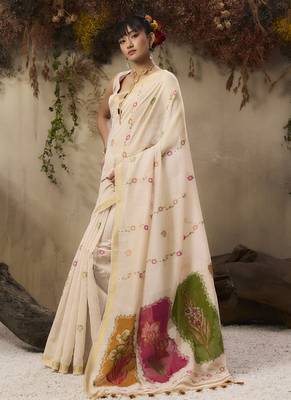 Multicolour munga cotton handloom weaving saree 2