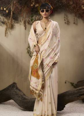 Multicolour munga cotton handloom weaving saree 4
