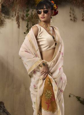 Multicolour munga cotton handloom weaving saree 5