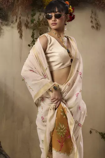 Multicolour munga cotton handloom weaving saree