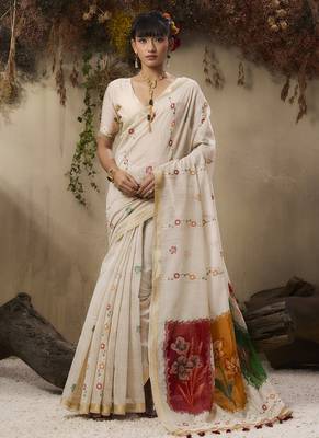 Multicolour munga cotton handloom weaving saree 1