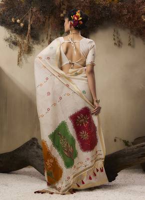 Multicolour munga cotton handloom weaving saree 2