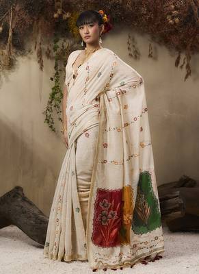 Multicolour munga cotton handloom weaving saree 3