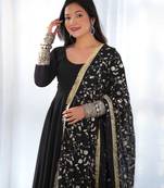 Black georgette gown duppta full set with pent ready to wear