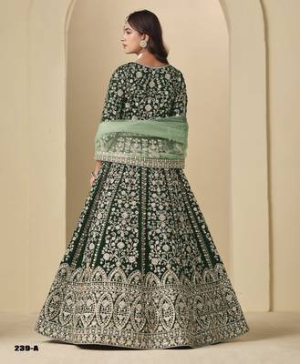 green velvet anarkali suits with heavy embroidery  3