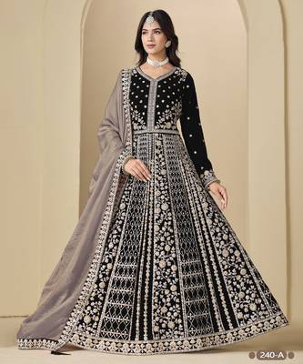 black velvet anarkali suits with heavy embroidery  1