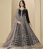 black velvet anarkali suits with heavy embroidery work