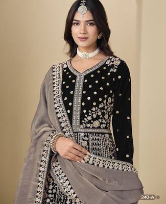black velvet anarkali suits with heavy embroidery  2