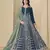 Teal velvet semi stitched anarkali suits with heavy embroidery work