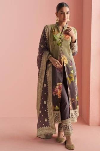 multi silk anarkali suit with digital printed work- full stitched free size