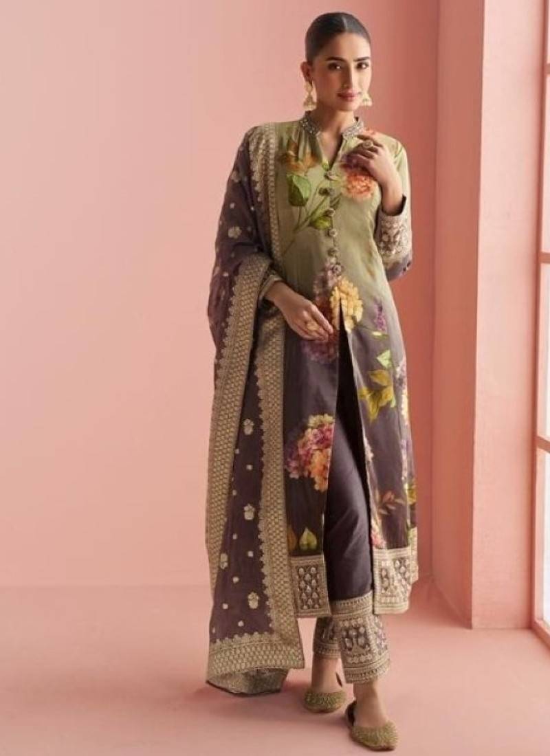 multi silk anarkali suit with digital printed work- full stitched free size