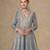 grey chinon anarkali suits with embroidery & sequin work - full stitched free size