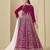 Magenta velvet semi stitched anarkali suits with heavy embroidery work