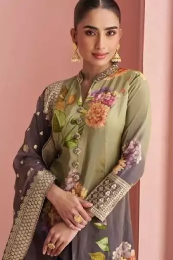 multi silk anarkali suit with digital printed - full stitched free size