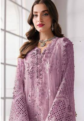 Purple fox georgette suit with khatli & sequin  2