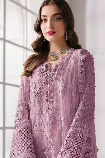 Purple fox georgette suit with khatli & sequin 