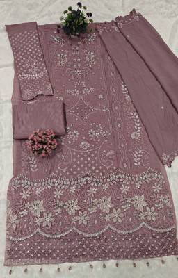 Purple fox georgette suit with khatli & sequin  3