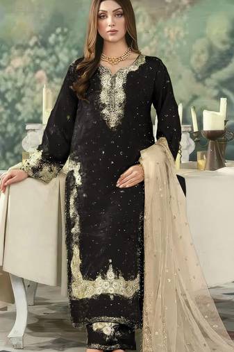 black jimmy cho suit with embroidery & sequin work