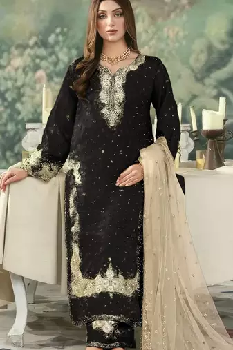 black jimmy cho suit with embroidery & sequin work