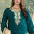 Teal jimmy cho semi stitched suit with embroidery & sequence work