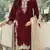 Maroon jimmy cho semi stitched suit with embroidery & sequence work