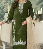 Mehendi jimmy cho semi stitched suit with embroidery & sequence work