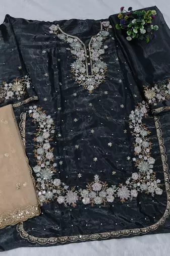 Grey jimmy cho suit with embroidered sequin 
