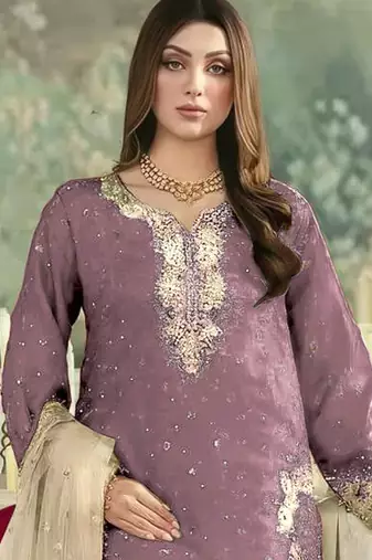 Lavender jimmy cho suit with embroidered sequin 
