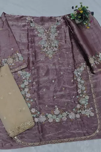 Lavender jimmy cho suit with embroidered sequin 