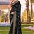 black zari embroidered stone border georgette designer saree for women