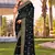 black zari embroidered stone border georgette designer saree for women