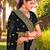 black zari embroidered stone border georgette designer saree for women