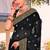 black zari embroidered stone border georgette designer saree for women