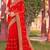 red zari embroidered stone border georgette designer saree for women